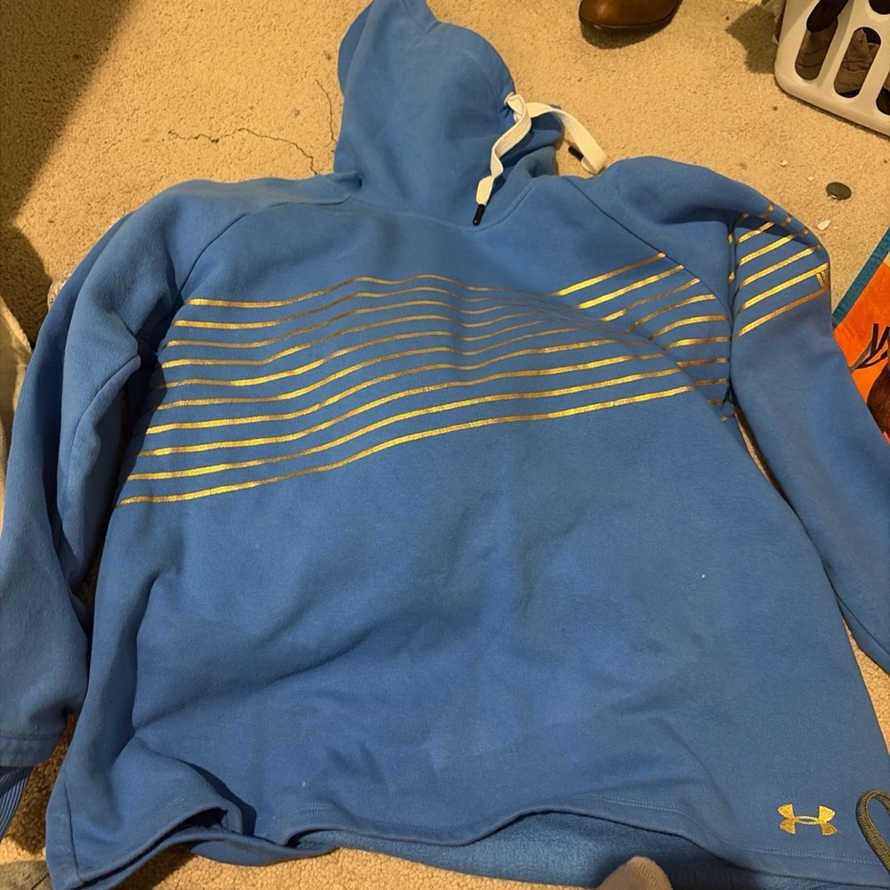 Under Armour Blue Hoodie with Gold Stripes